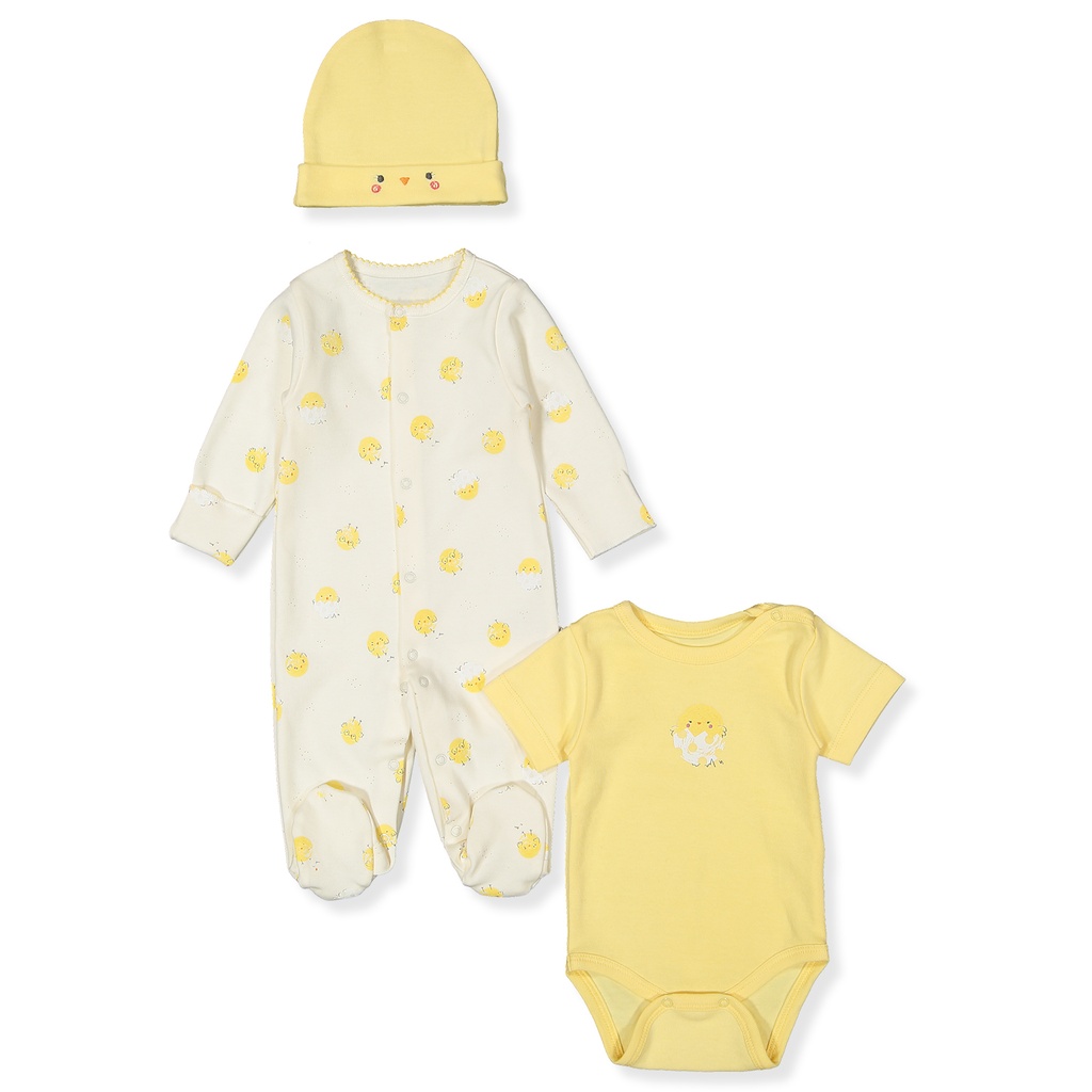 SET DE 3 PIJAMA BODY Y GORRA CHICK CHICK