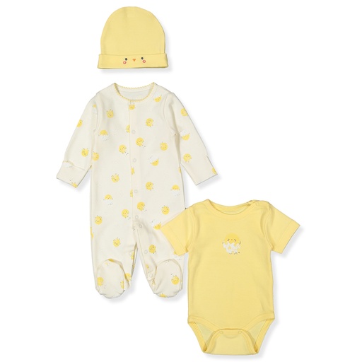 SET DE 3 PIJAMA BODY Y GORRA CHICK CHICK